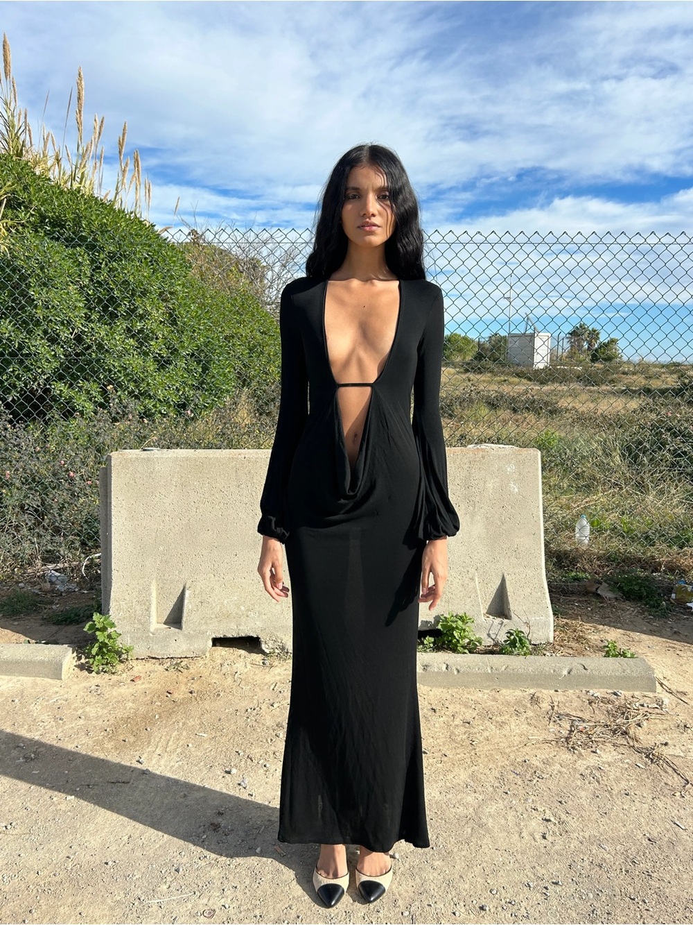 At First Sight Arashi Dress in Black Maxi Gown Elegant Ethereal Witchy Medieval